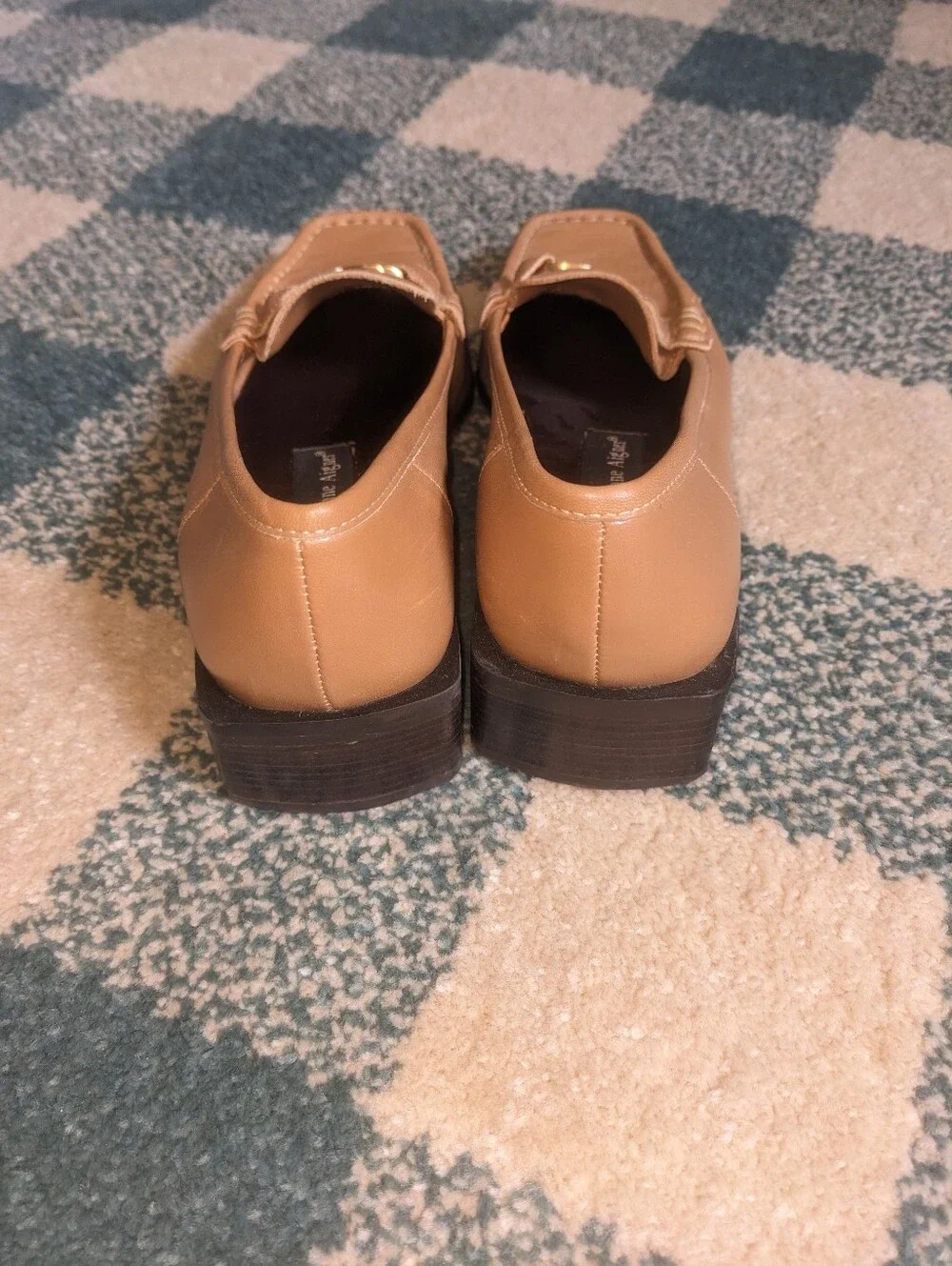 Vintage Etienne Aigner All Leather Tan Camel Square Toe Low Heel Loafers Sz 5.5
